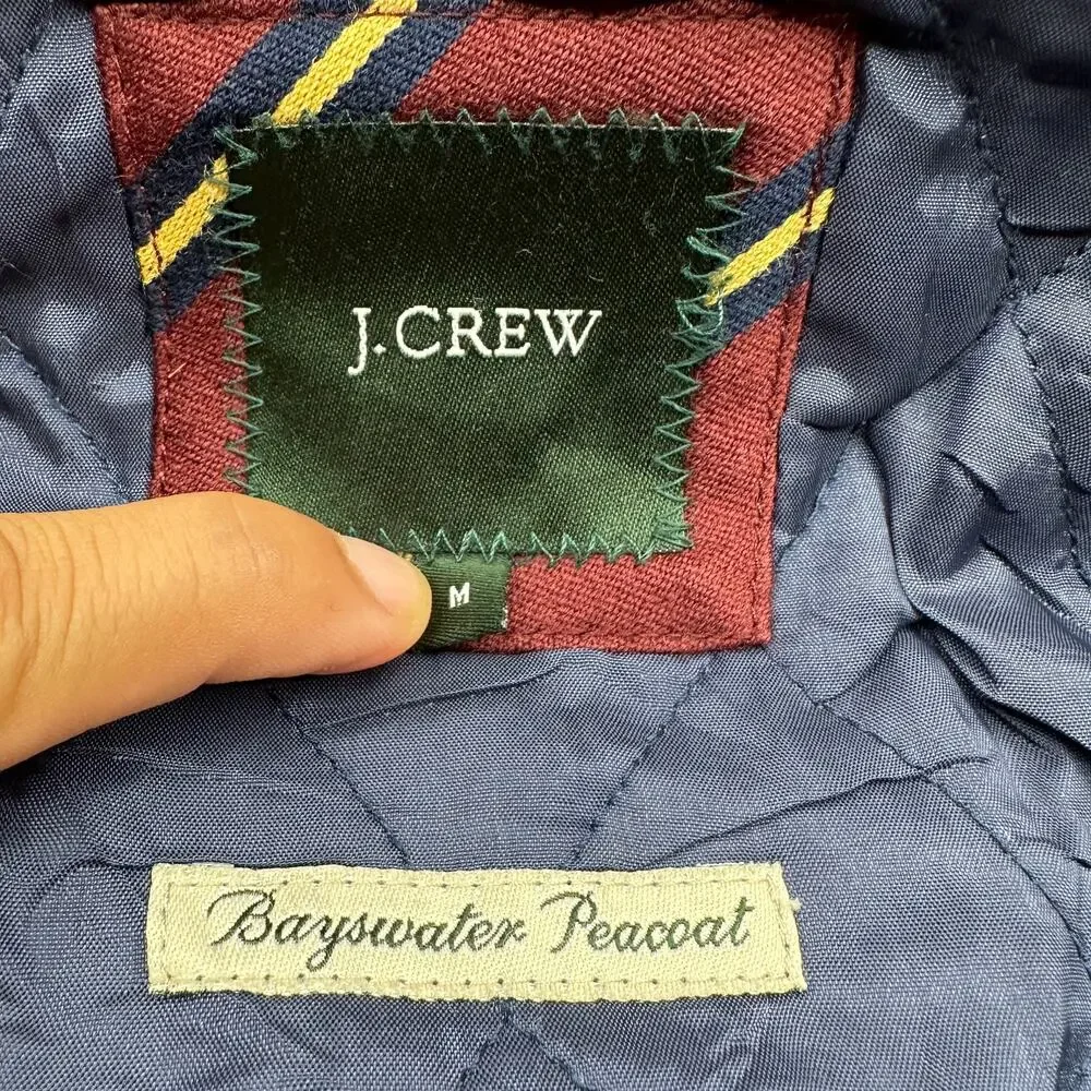 J Crew Wool Double Breasted Bayswater Pea Coat Mens Medium Thinsulate Navy